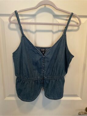 Women’s Large EUC GAP Denim Button-Front Tank Top - Blue